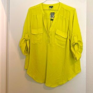 Torrid Neon Yellow Georgette blouse. Size 2. NWT.